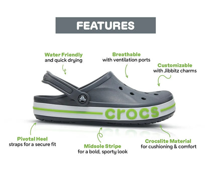 Crocs Casual Bayaband (Slate Grey - Lime Punch)